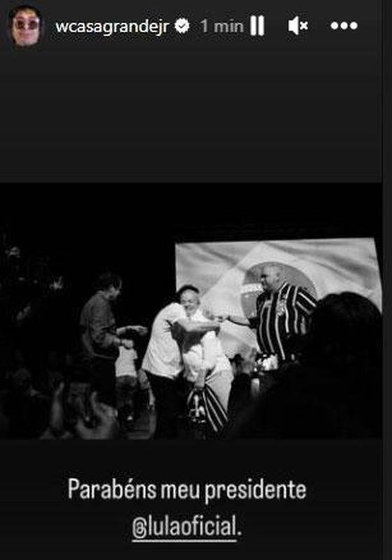 Casagrande, ex-atacante e hoje comentarista esportivo; manifestaes de esportistas com a vitria de Lula na eleio para presidente do Brasil