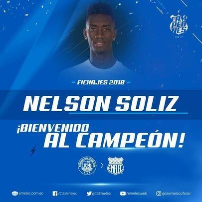 Nelson Soliz - meia se transferiu do Guayaquil City para o Emelec