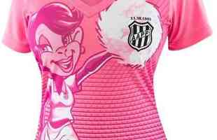 A Camisa Outubro Rosa da Associao Atltica Ponte Preta  inspirada na mascote do clube, representada em grandes propores com efeito em tons de rosa.