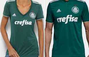 Palmeiras. Camisa Feminina: R$ 229,90 / Camisa Masculina: R$ 249,99