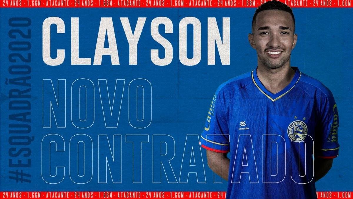 O Bahia anunciou a contratao do atacante Clayson, que estava no Corinthians