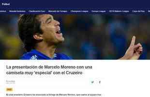 O jornal francs 'Eurosport', na sua verso em espanhol, destacou o anncio do atacante boliviano