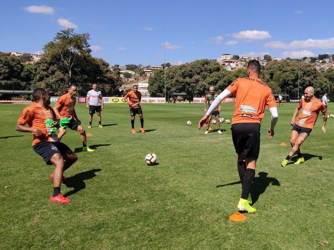 Jogadores do Atltico treinaram na manh deste domingo, em preparao para jogo contra La Equidad-COL