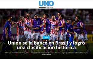 Jornal 'Uno', de Santa F, destaca a classificao sofrida do Unin e a atuao do goleiro Moyano