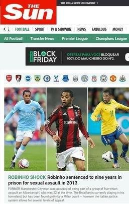 Caso Robinho ganha repercussão mundial