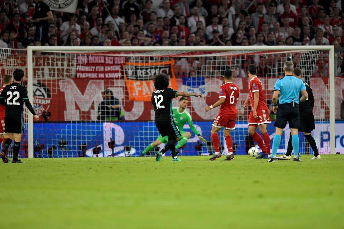 Marcelo, lateral do Real Madrid, empatou a partida pelo clube merengue