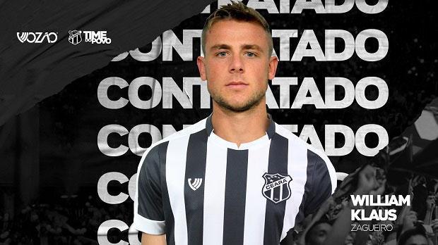 O Ceará anunciou a contratação do zagueiro Klaus, que estava no Internacional