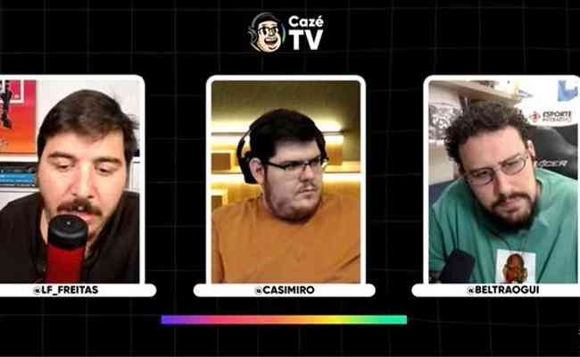 Casimiro, Lus Felipe Freitas e Guilherme Beltro em live na CazTV