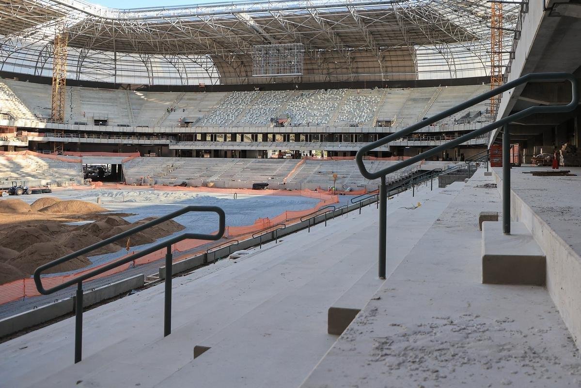 Arena MRV segue em ritmo acelerado de obras. Previso de concluso do estdio foi atualizada para dezembro.