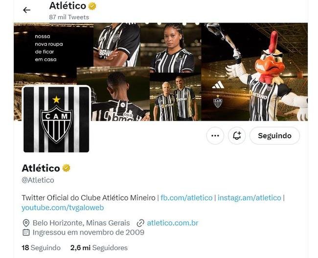 Contas de jogadores e clubes com e sem o perfil de verificado no Twitter