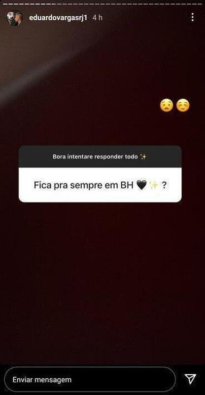 Nos stories do Instagram, Eduardo Vargas respondeu torcedores e falou sobre sua permanncia no Atltico