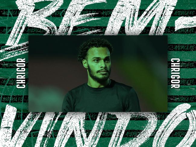 O atacante Chrigor foi o 16 reforo do Amrica para a temporada. O jogador de 20 anos assinou contrato de emprstimo com o clube at dezembro de 2021.