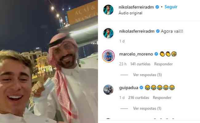Marcelo Moreno, atacante do Cruzeiro, curtiu brincadeira de Nikolas Ferreira