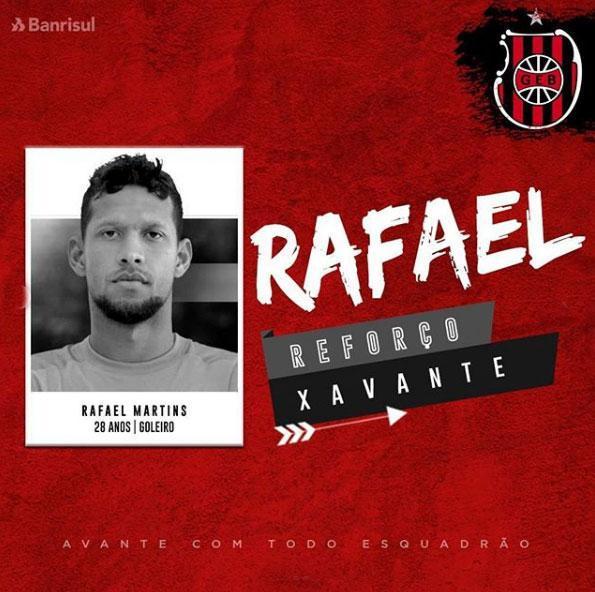 O Brasil de Pelotas anunciou a contratao do goleiro Rafael Martins, que estava no Coritiba