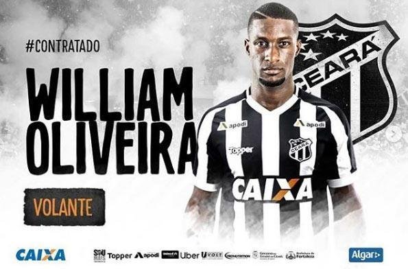 O Volante William Oliveira, que estava no Sampaio Corra, foi o primeiro jogador contratado pelo Cear, clube que j anunciou oito reforos para 2019.