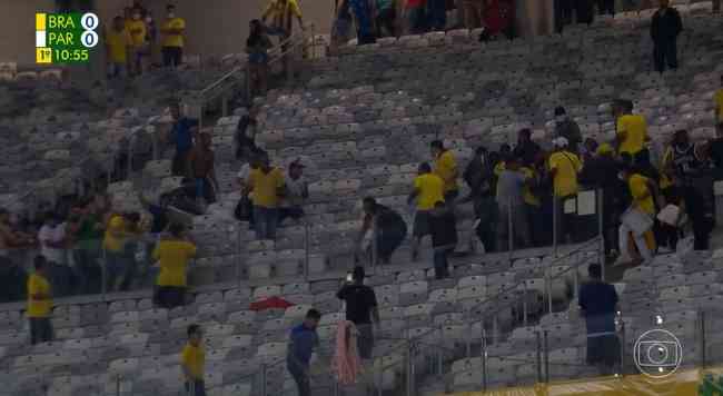 Rede Globo registrou briga na transmisso da partida entre Brasil e Paraguai