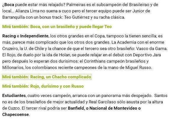 Ol destaca duelo do Racing contra 'enorme Cruzeiro'
