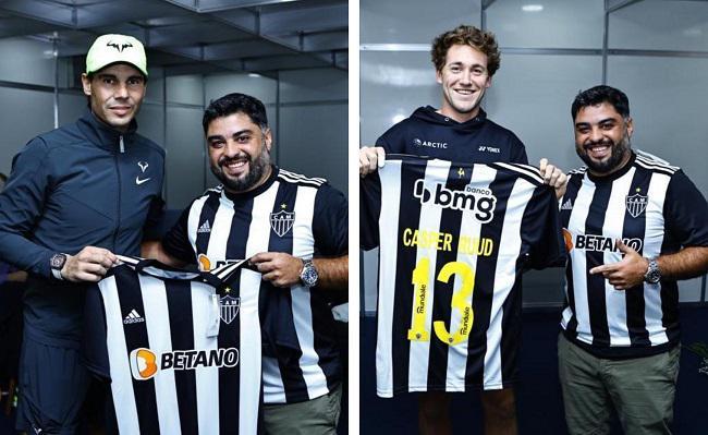 Em Belo Horizonte, Nadal e Ruud receberam camisas do Atlético