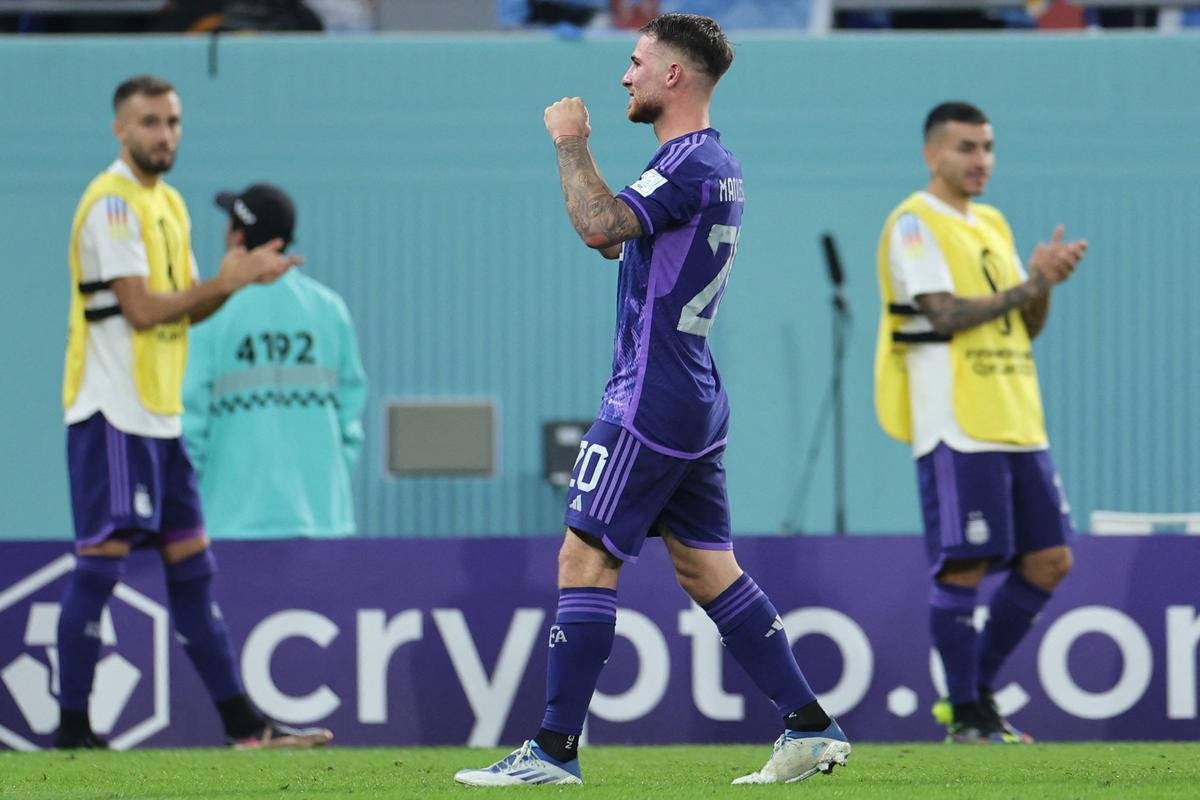 Alexis Mac Allister marcou o primeiro gol da Argentina sobre a Polnia no Estdio 974, em duelo pelo Grupo C da Copa do Mundo