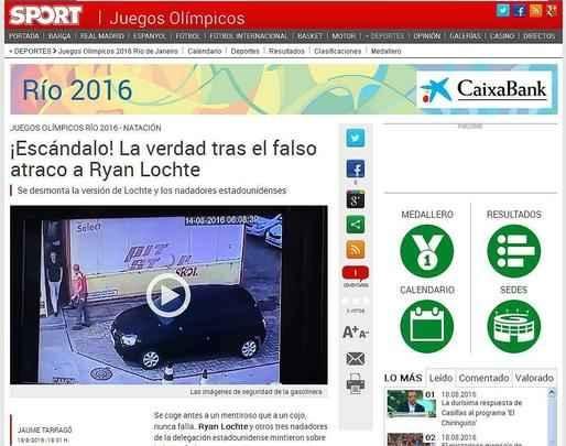 Sport, Espanha: 'Escândalo! A verdade por trás do faço assalto ao nadador Ryan Lochte'