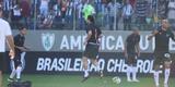 Atacante Fred durante o aquecimento para o clssico contra o Cruzeiro, no Independncia