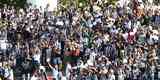 Torcedores do Atltico na partida contra o Patrocinense, no Estdio Pedro Alves do Nascimento, em Patrocnio, pelo Campeonato Mineiro