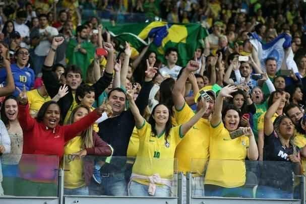 Torcedores no Mineiro durante jogo entre Brasil e Austrlia pelos Jogos Olmpicos