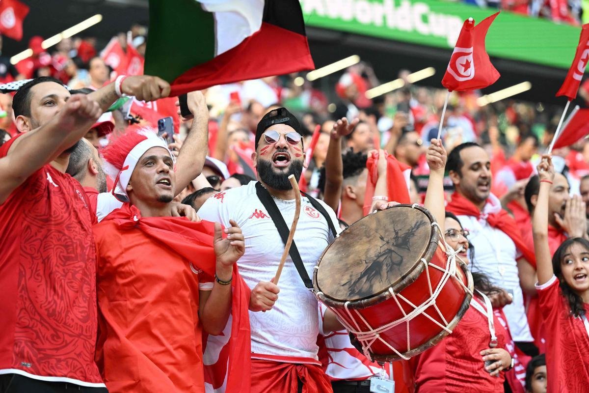 Imagens dos torcedores no jogo entre Dinamarca e Tunsia, pelo Grupo D da Copa do Mundo.