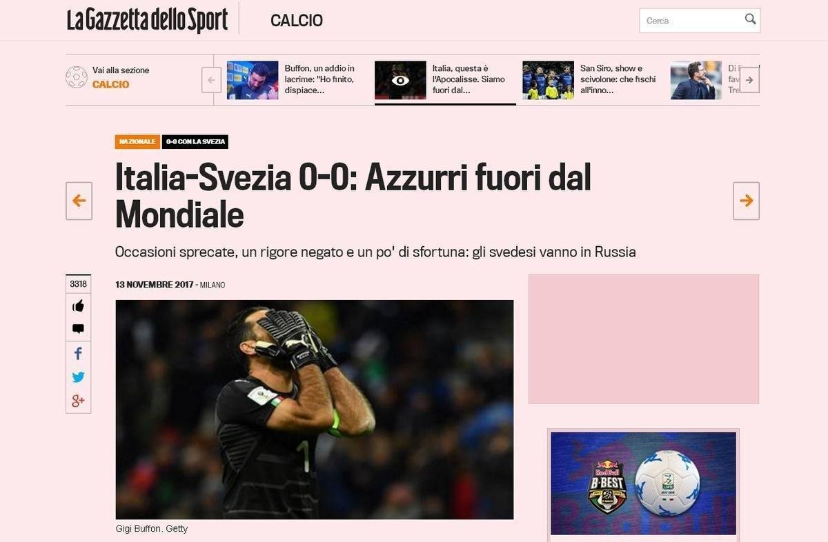 Manchetes das principais publicaes italianas aps vexame histrico da Azzurra