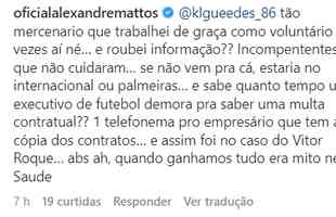 Ex-diretor do Cruzeiro, que est atualmente no Athletico-PR, respondeu diversos comentrios na foto do Instagram do atacante Edu
