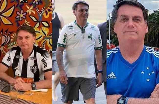 Presidente Jair Bolsonaro j vestiu camisas de Atltico, Amrica e Cruzeiro