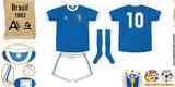 1982 - Arte conceitual do agora tradicional uniforme reserva em 1982, que no chegou a ser usado na Copa do Mundo