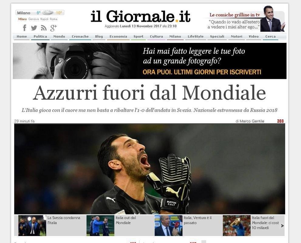 Manchetes das principais publicaes italianas aps vexame histrico da Azzurra