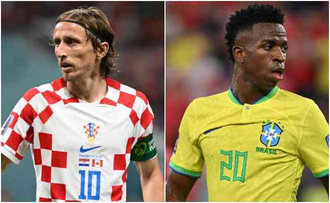 Companheiros de Real Madrid, Luka Modric e Vincius Jr. iro se enfrentar caso Crocia e Brasil passem por Japo e Coreia do Sul, respectivamente