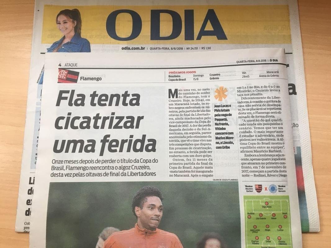 Manchetes dos jornais cariocas destacam o jogo entre Flamengo e Cruzeiro
