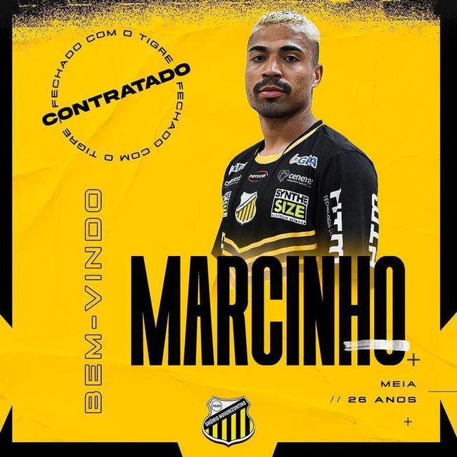 O meia Marcinho atuar no Grmio Novorizontino. Pelo Cruzeiro, ele fez dois gols em 32 jogos em 2021.