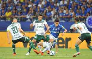 Palmeiras empatou o jogo logo aos 4 minutos do segundo tempo, com gol de cabea de Felipe Melo: 1 a 1