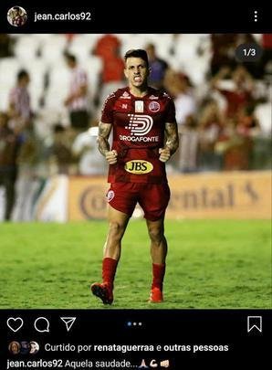 Destaque do Náutico na temporada, Jean Carlos se manifestou através das redes sociais para falar da saúde de jogar durante a quarentena