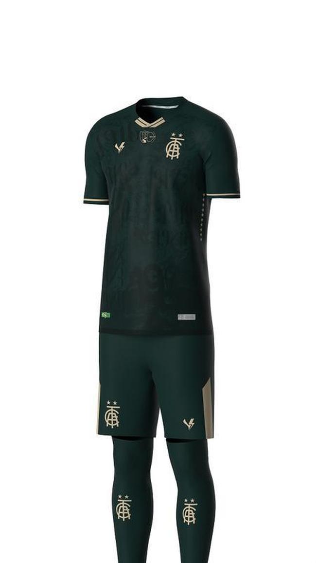 Fotos do terceiro uniforme do América na temporada 2022. O modelo foi desenhado por Ícaro de Almeida, por meio do concurso Camisa Cento e Deca, em homenagem aos 110 anos de história do clube