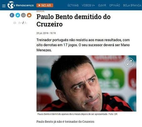 Demisso de Paulo Bento foi destaque na capa dos portais dos principais veculos de comunicao