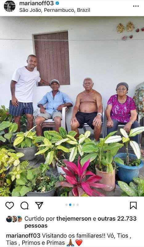 Mariano aproveitou fim de frias para visitar familiares no interior de Pernambuco.