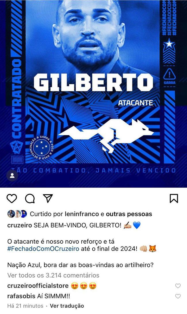 Reao de Rafael Sobis nas redes sociais 