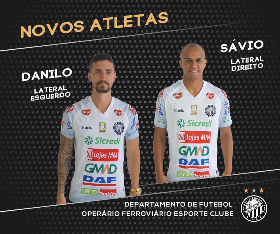 O Operrio anunciou as contrataes do lateral-esquerdo Danilo, que estava no Cuiab, e do lateral-direito Svio, que estava no Coritiba