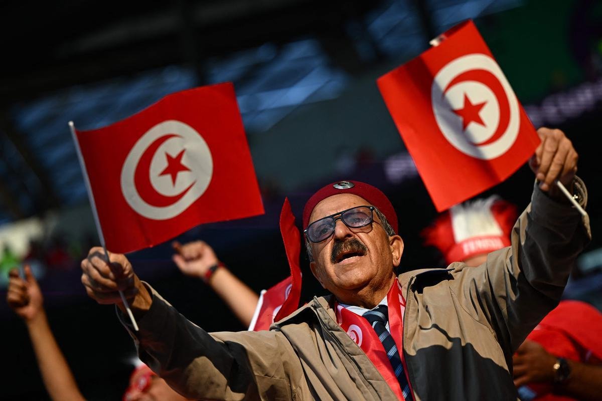 Imagens dos torcedores no jogo entre Dinamarca e Tunsia, pelo Grupo D da Copa do Mundo.