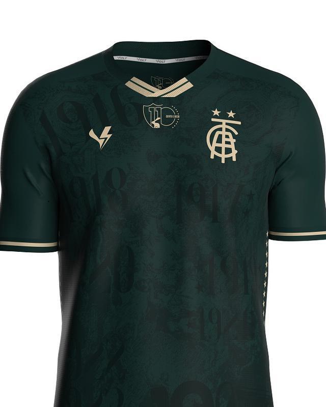 Fotos do terceiro uniforme do Amrica na temporada 2022. O modelo foi desenhado por caro de Almeida, por meio do concurso Camisa Cento e Deca, em homenagem aos 110 anos de histria do clube