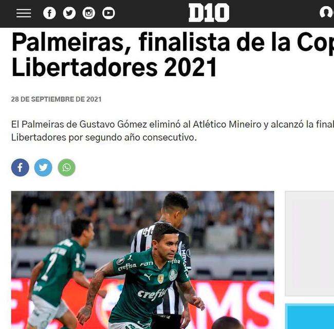 D10, do Paraguai, destaca mais um ano seguido do Palmeiras finalista da Copa Libertadores