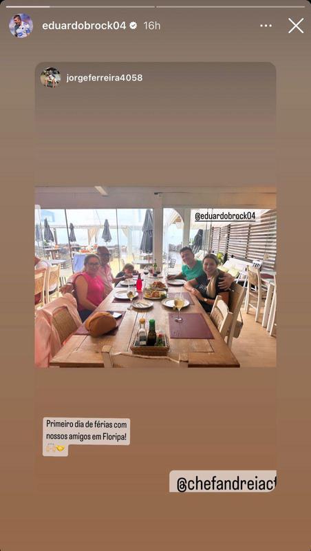 Eduardo Brock curte o fim das férias com a família em Florianópolis