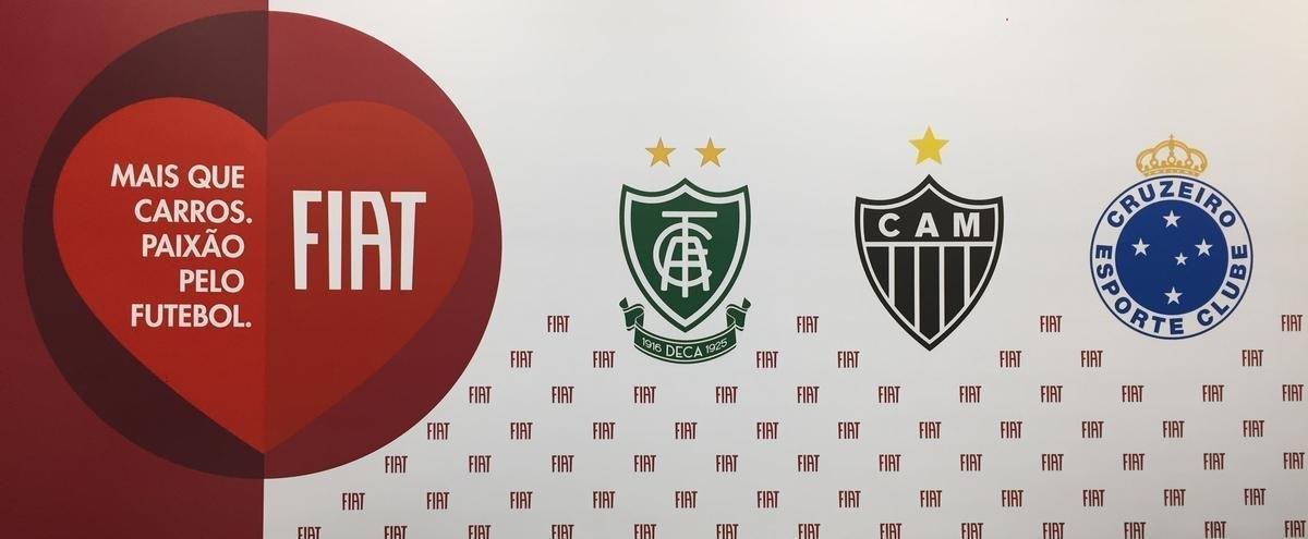 Presidentes e mascotes de Amrica, Atltico e Cruzeiro foram  fbrica da Fiat, em Betim, onde firmaram acordo comercial