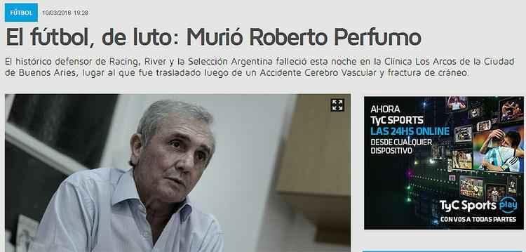 Tyc Sports destaca luto no futebol