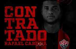 O Vitria anunciou a contratao do lateral-esquerdo Rafael Carioca, que estava no Bragantino